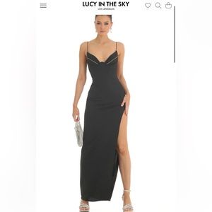 Black XS maxi dress with detailing.